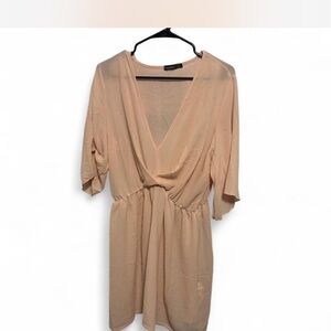 Boohoo Beige V-Neck Romper